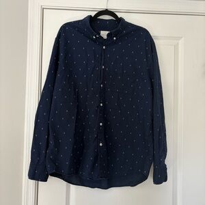 American Eagle Men's Navy Blue Cotton Classic Fit Button-Up Shirt